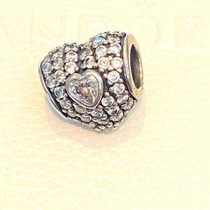 Pandora heart charm with rhinestones